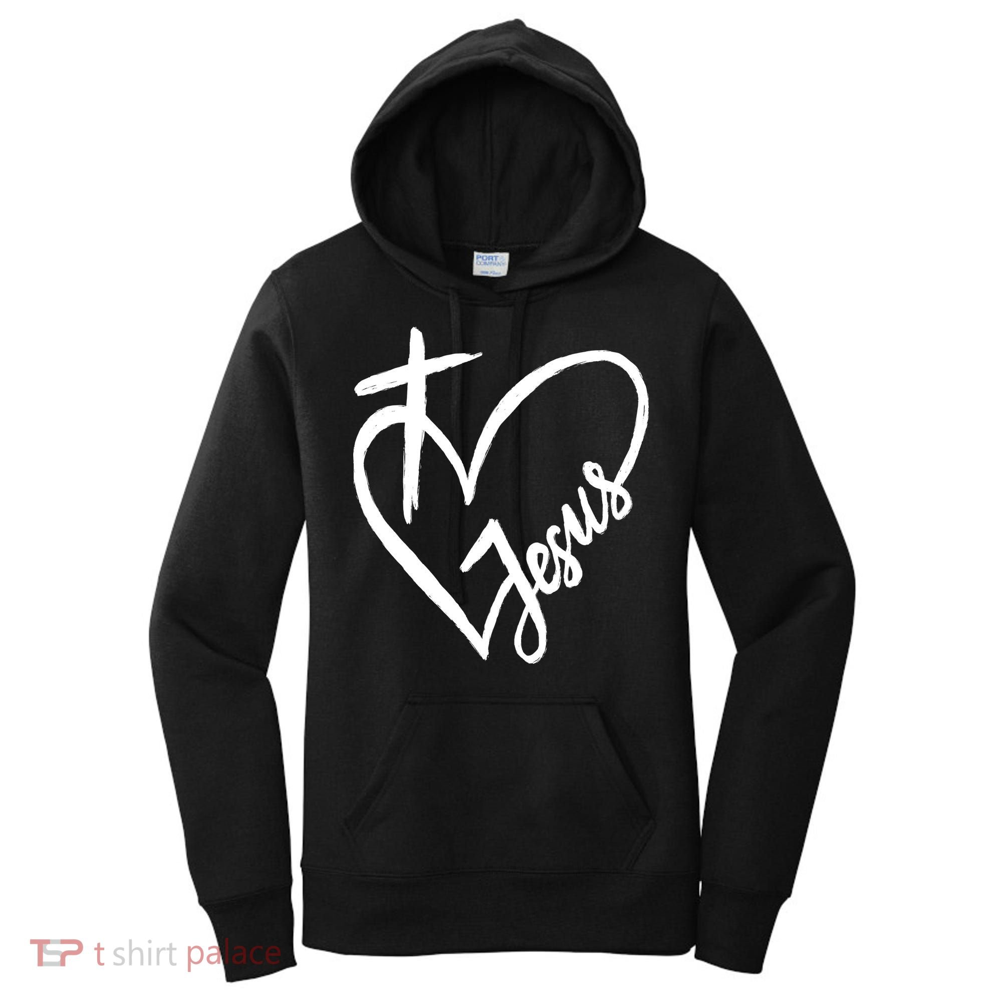 Love Jesus Cross Heart Women's Hoodie
