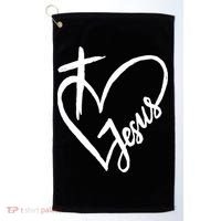 Love Jesus Cross Heart Golf Towel thumb 0