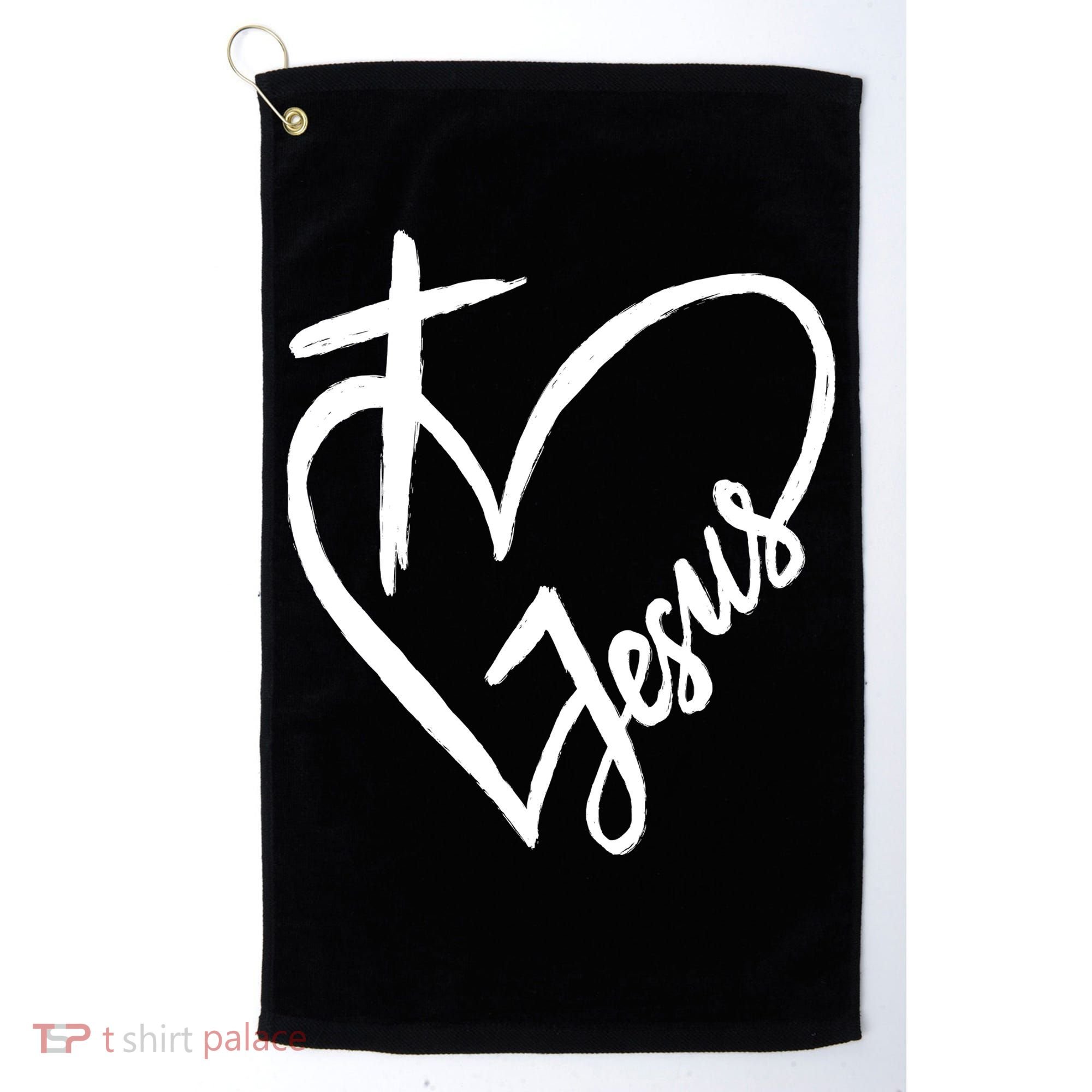 Love Jesus Cross Heart Golf Towel