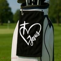 Love Jesus Cross Heart Golf Towel thumb 2