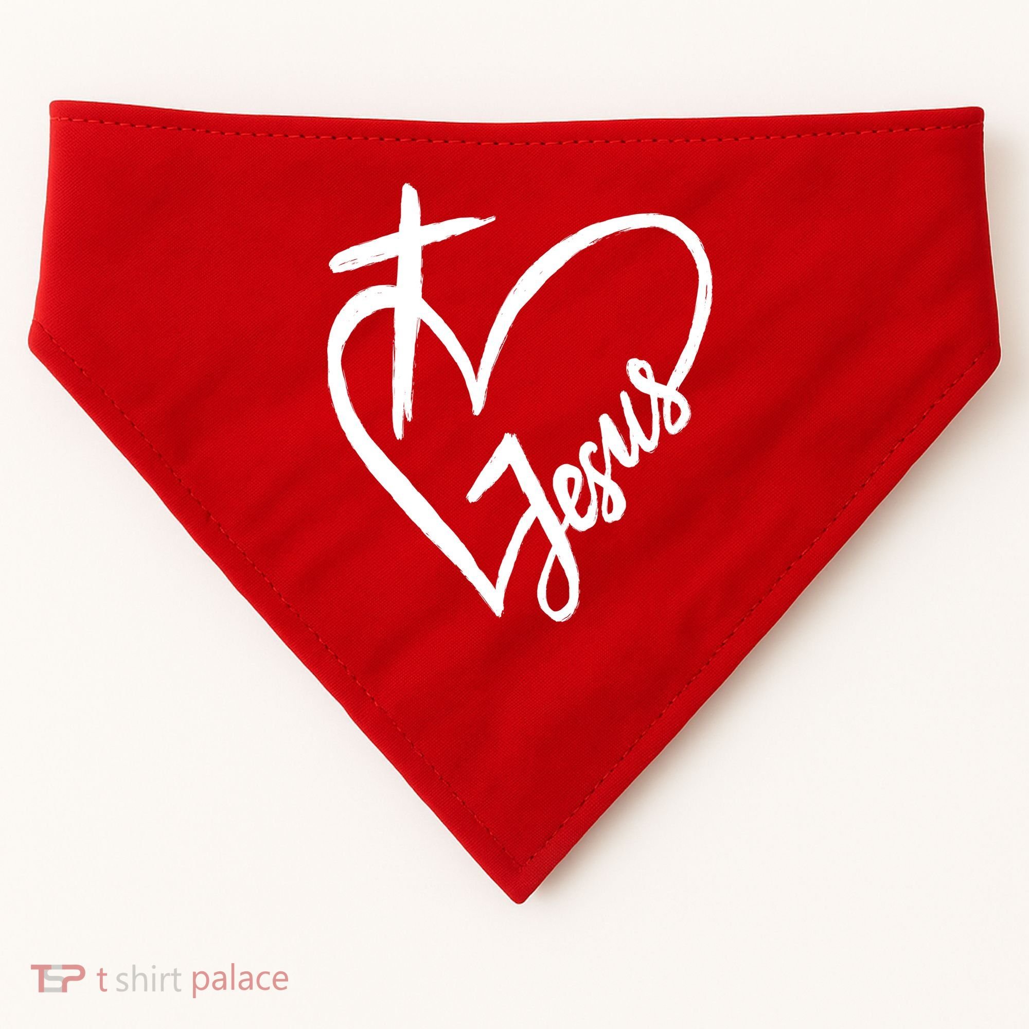 Love Jesus Cross Heart USA-Made Doggie Bandana