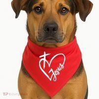 Love Jesus Cross Heart USA-Made Doggie Bandana thumb 1