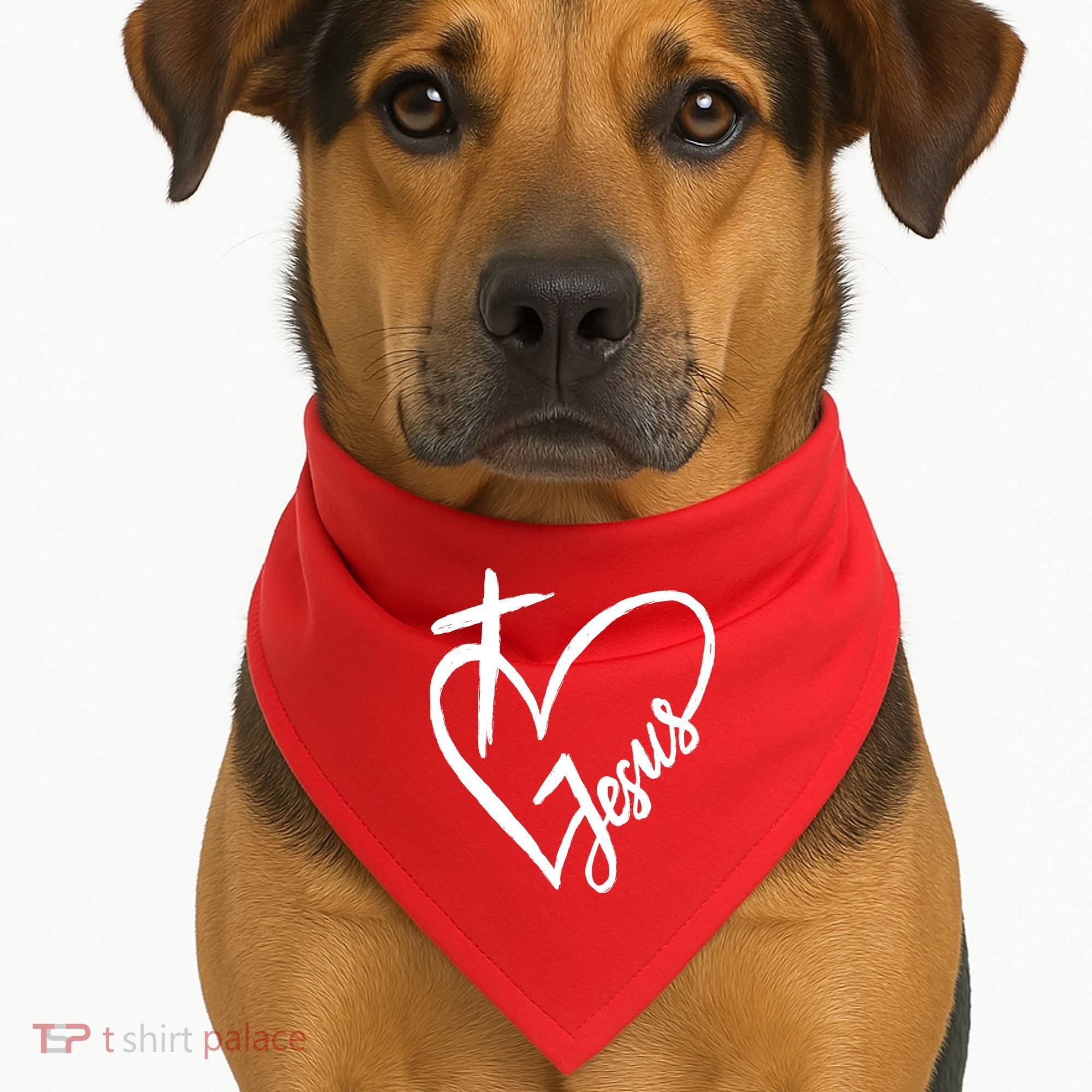 Love Jesus Cross Heart USA-Made Doggie Bandana
