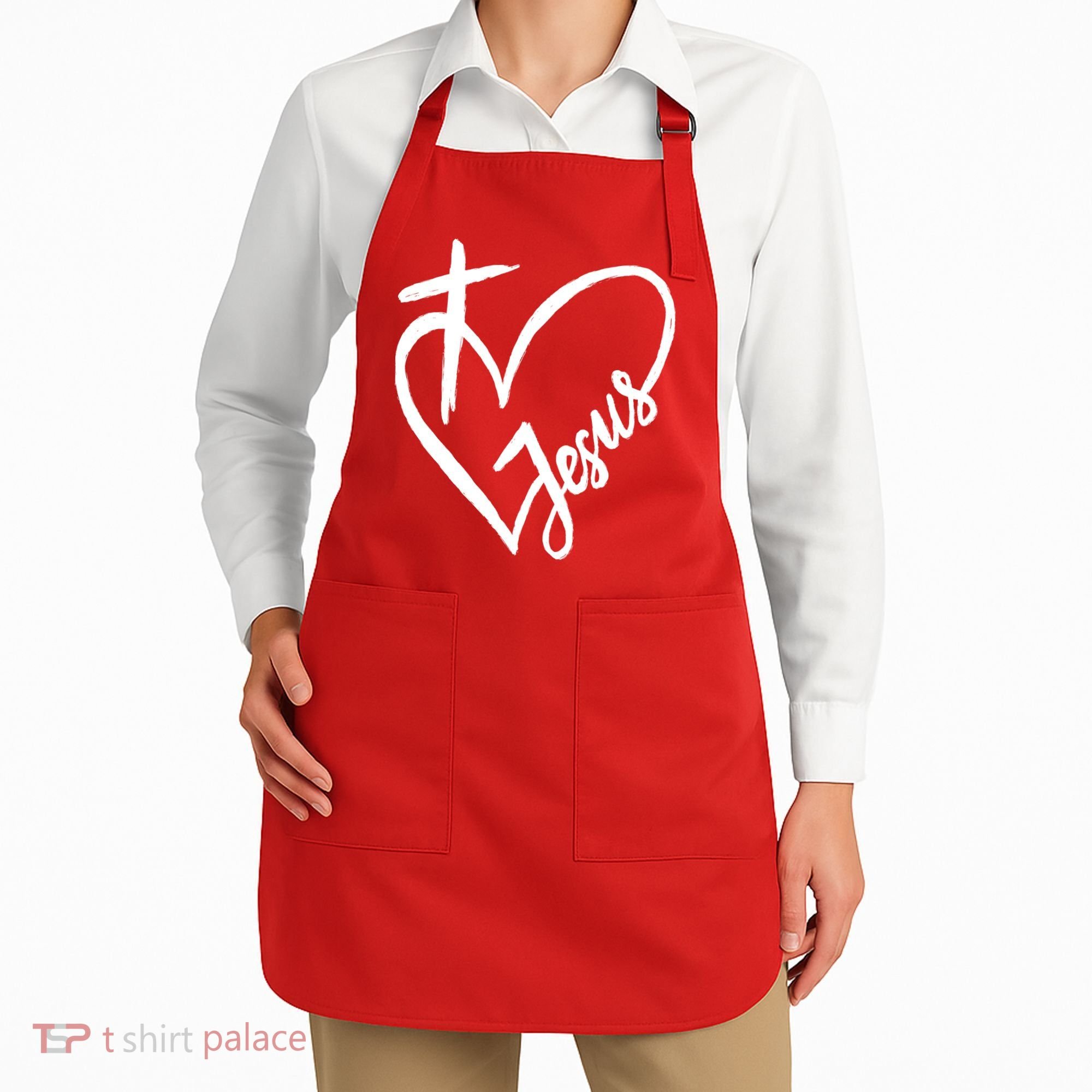 Love Jesus Cross Heart Apron