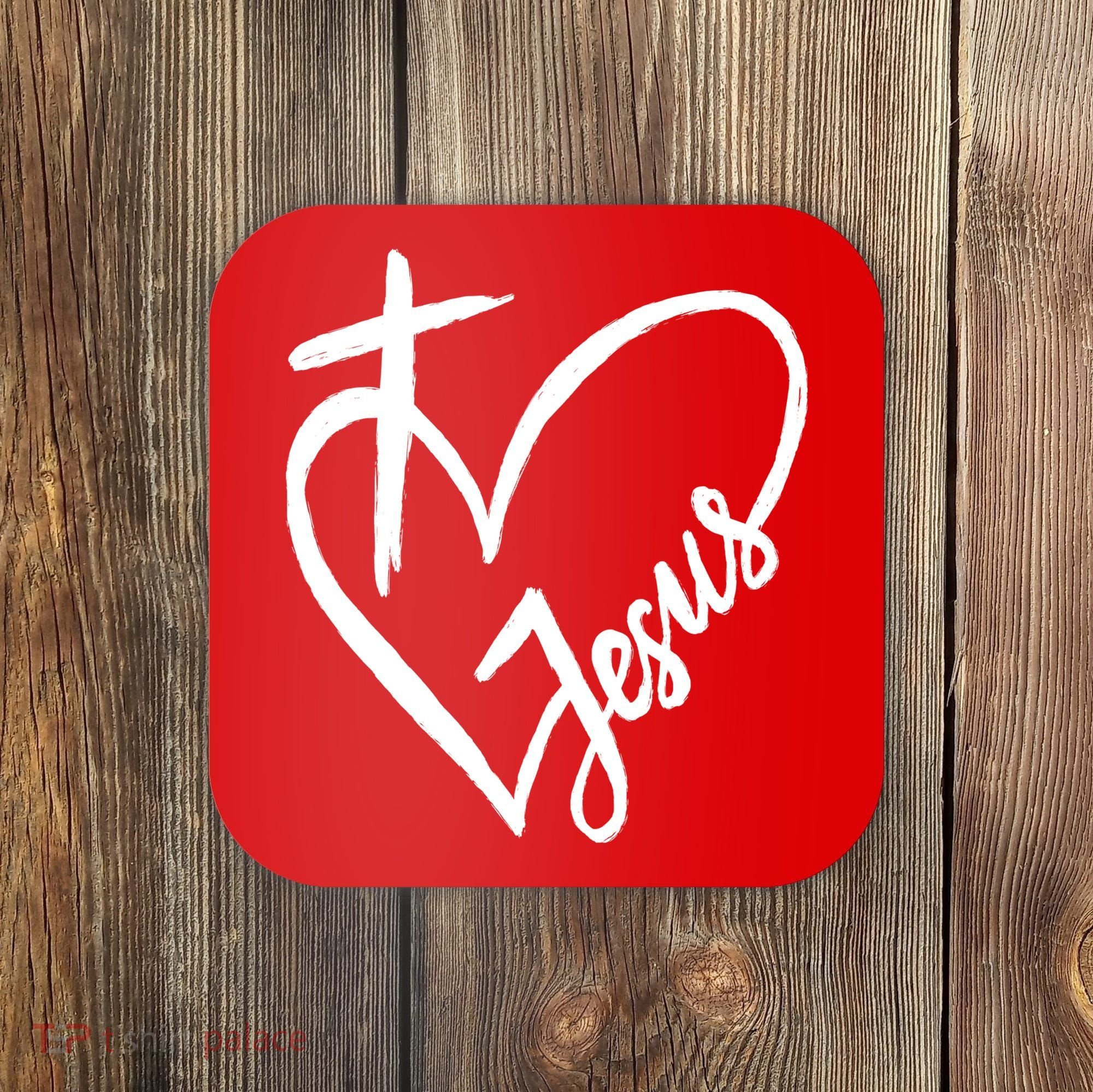 Love Jesus Cross Heart Coaster