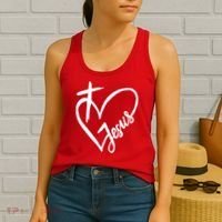 Love Jesus Cross Heart Women's Tank Top thumb 2