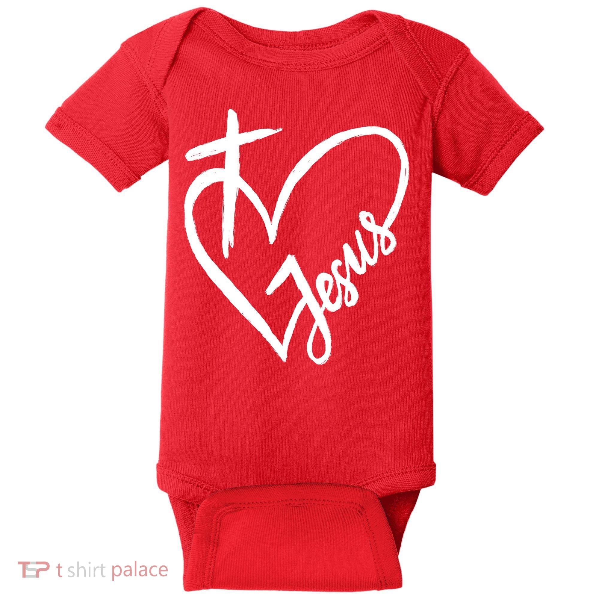 Love Jesus Cross Heart Baby Bodysuit