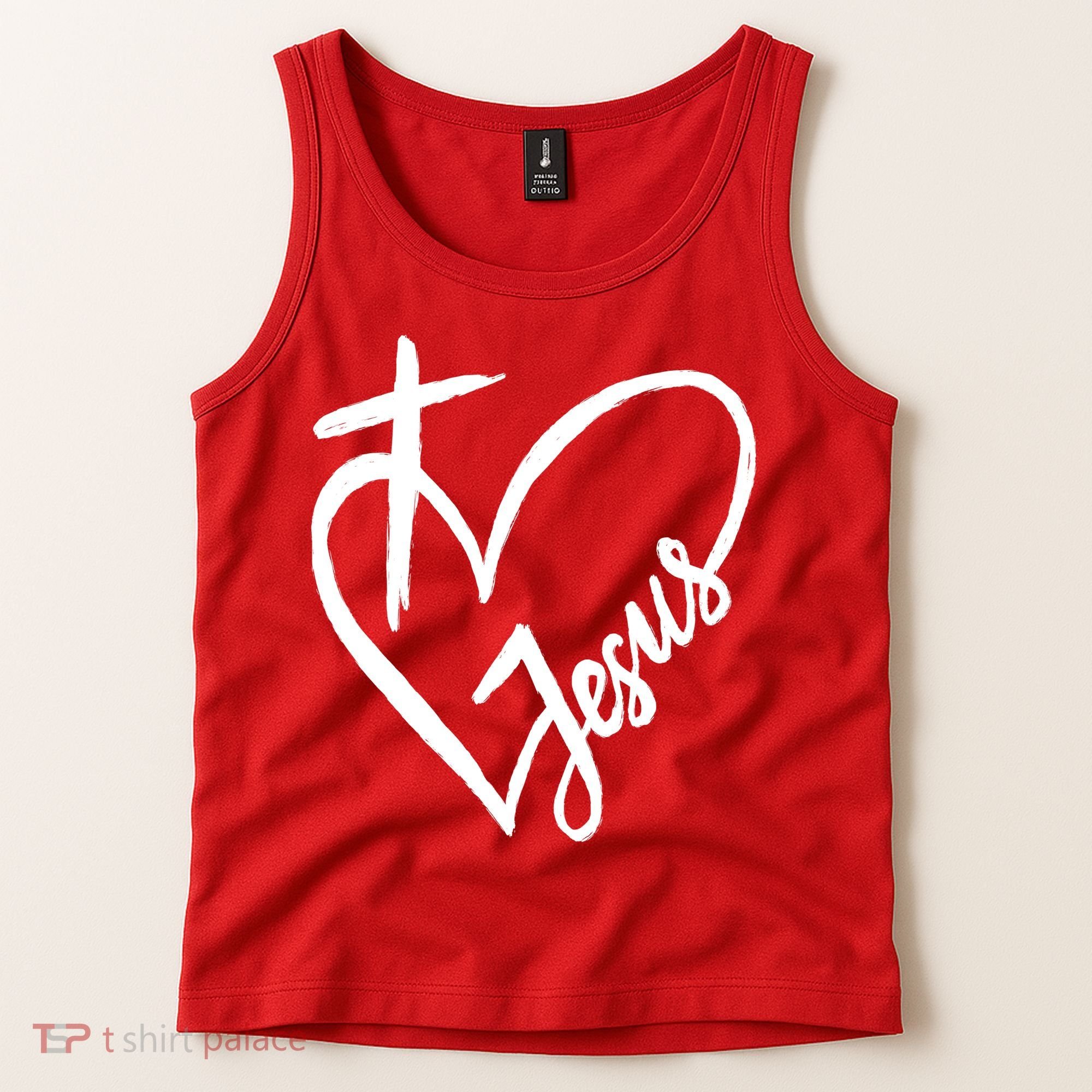Love Jesus Cross Heart Tank Top