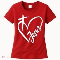 Love Jesus Cross Heart Women's T-Shirt thumb 0