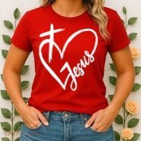 Love Jesus Cross Heart Women's T-Shirt thumb 2