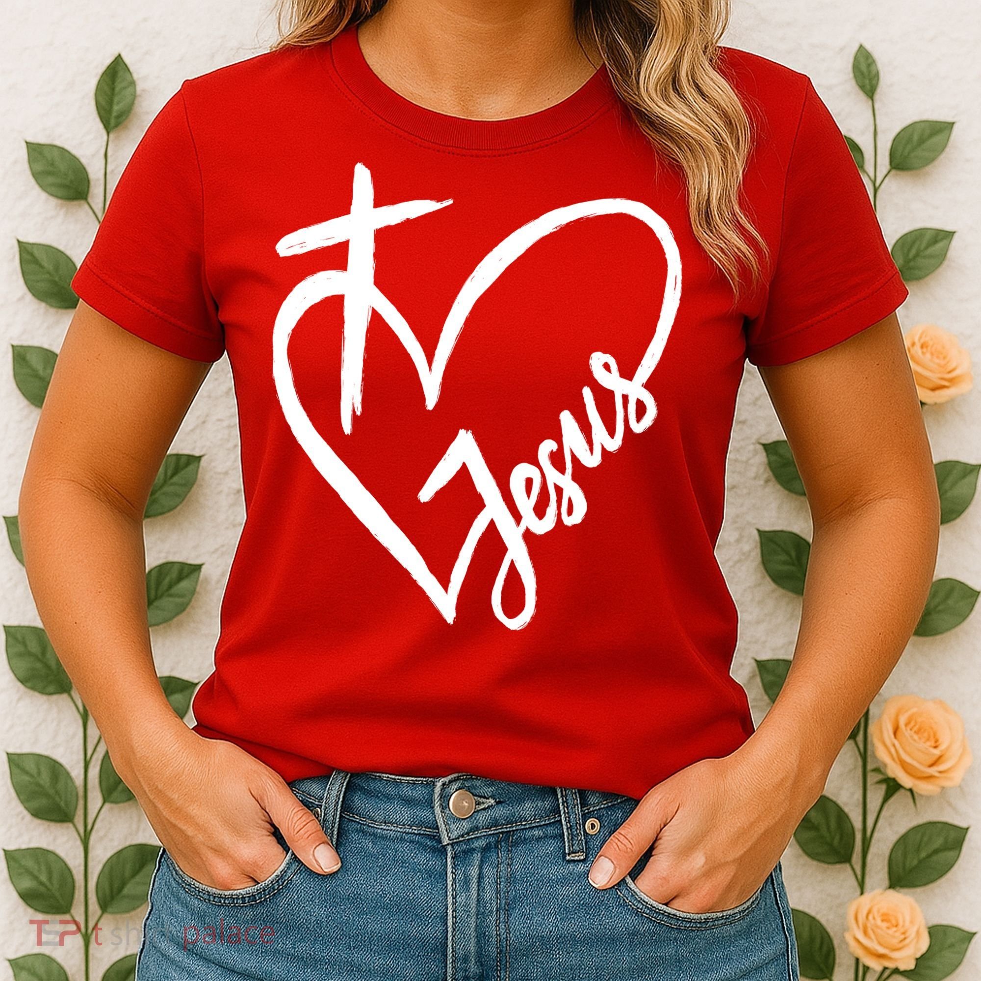 Love Jesus Cross Heart Women's T-Shirt