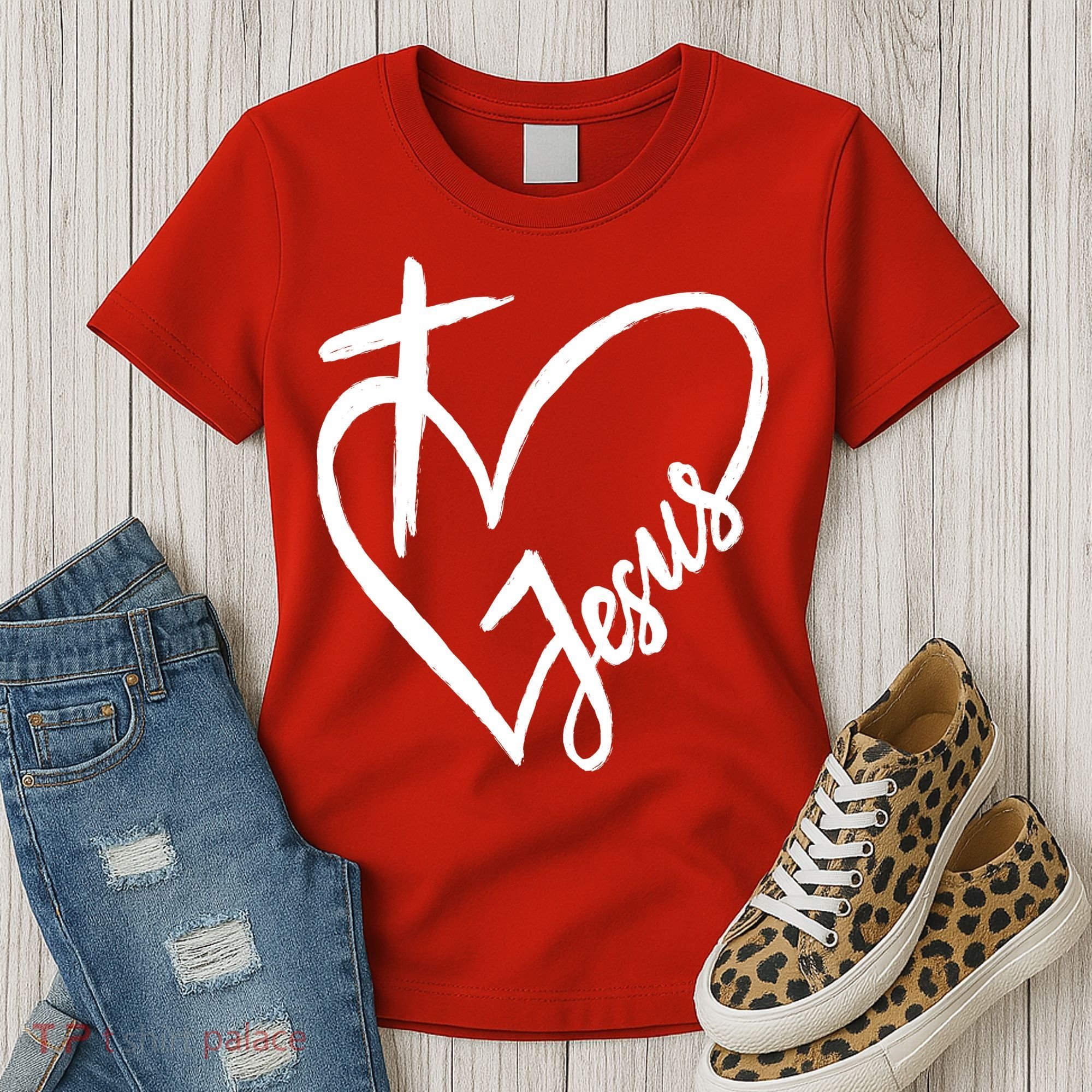 Love Jesus Cross Heart Women's T-Shirt