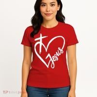 Love Jesus Cross Heart Women's T-Shirt thumb 4