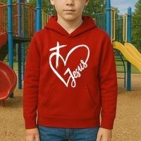 Love Jesus Cross Heart Kids Hoodie thumb 2