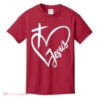 Love Jesus Cross Heart Kids T-Shirt thumb 0