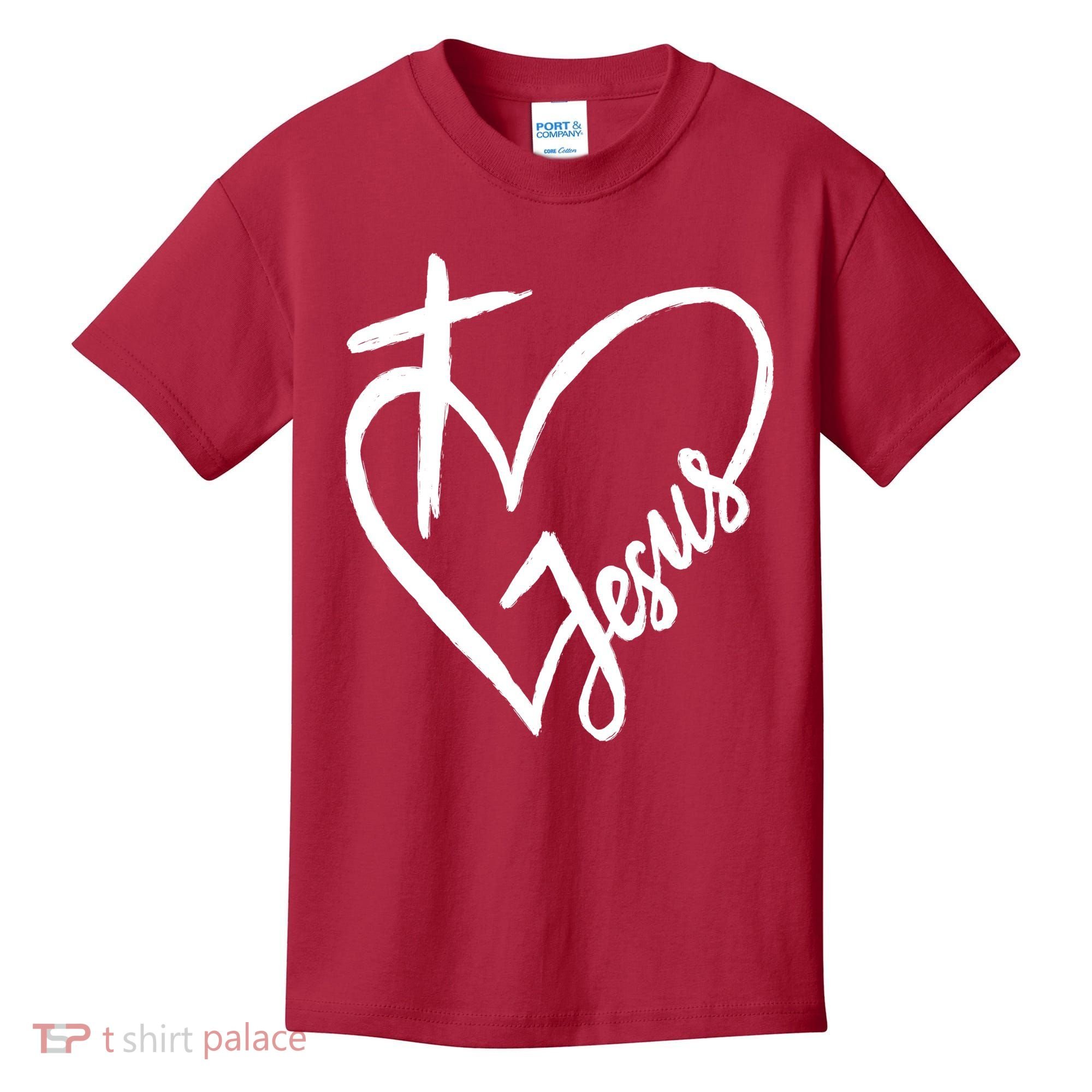 Love Jesus Cross Heart Kids T-Shirt
