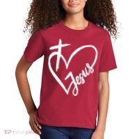 Love Jesus Cross Heart Kids T-Shirt thumb 2