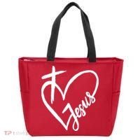 Love Jesus Cross Heart Tote Bag thumb 0