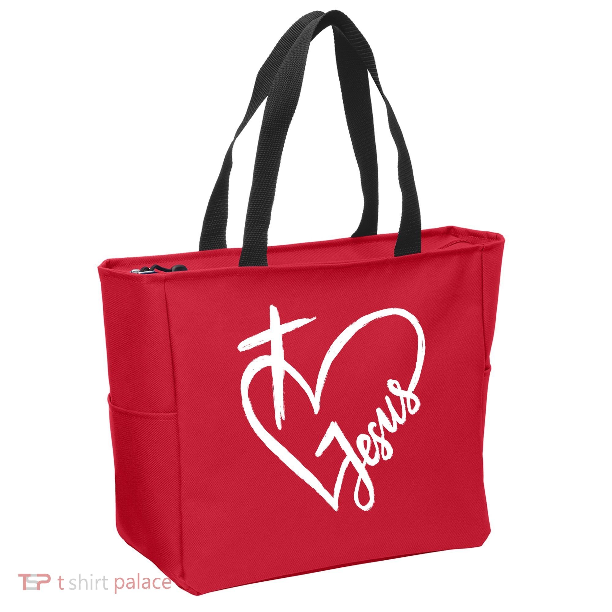 Love Jesus Cross Heart Tote Bag