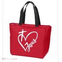 Love Jesus Cross Heart Tote Bag thumb 3