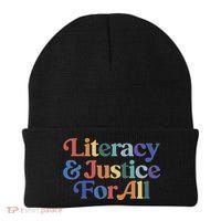 Literacy Justice For All Stop Book Banning Protect Librarian Beanie thumb 0