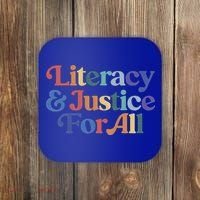 Literacy Justice For All Stop Book Banning Protect Librarian Coaster thumb 0