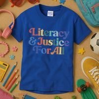 Literacy Justice For All Stop Book Banning Protect Librarian Kids T-Shirt thumb 3