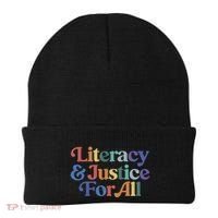 Literacy Justice For All Stop Book Banning Protect Librarian Beanie thumb 0