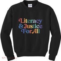 Literacy Justice For All Stop Book Banning Protect Librarian Kids Sweatshirt thumb 0