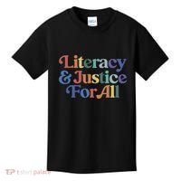 Literacy Justice For All Stop Book Banning Protect Librarian Kids T-Shirt thumb 0