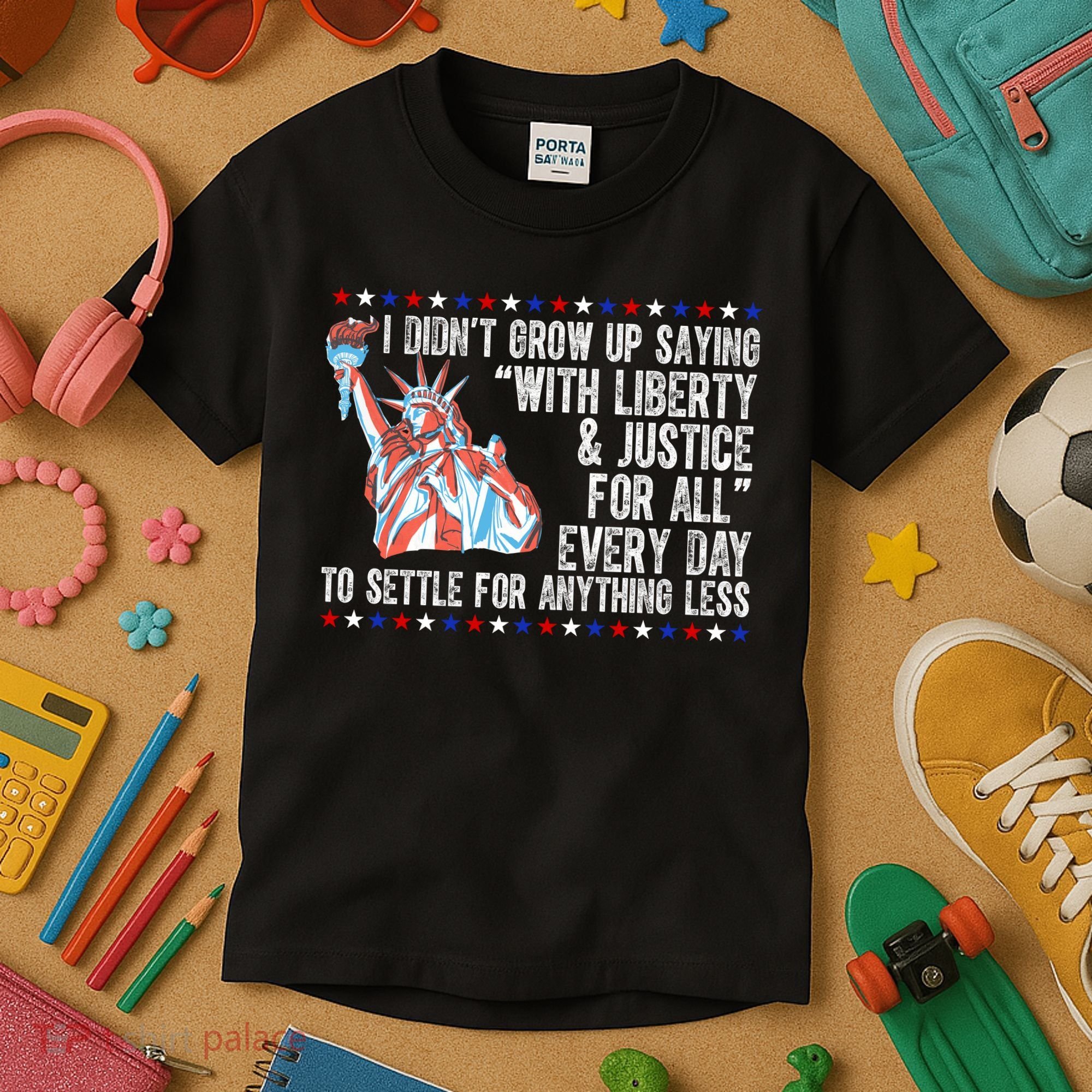 Liberty Justice For All Patriotic Pro American Kids T-Shirt