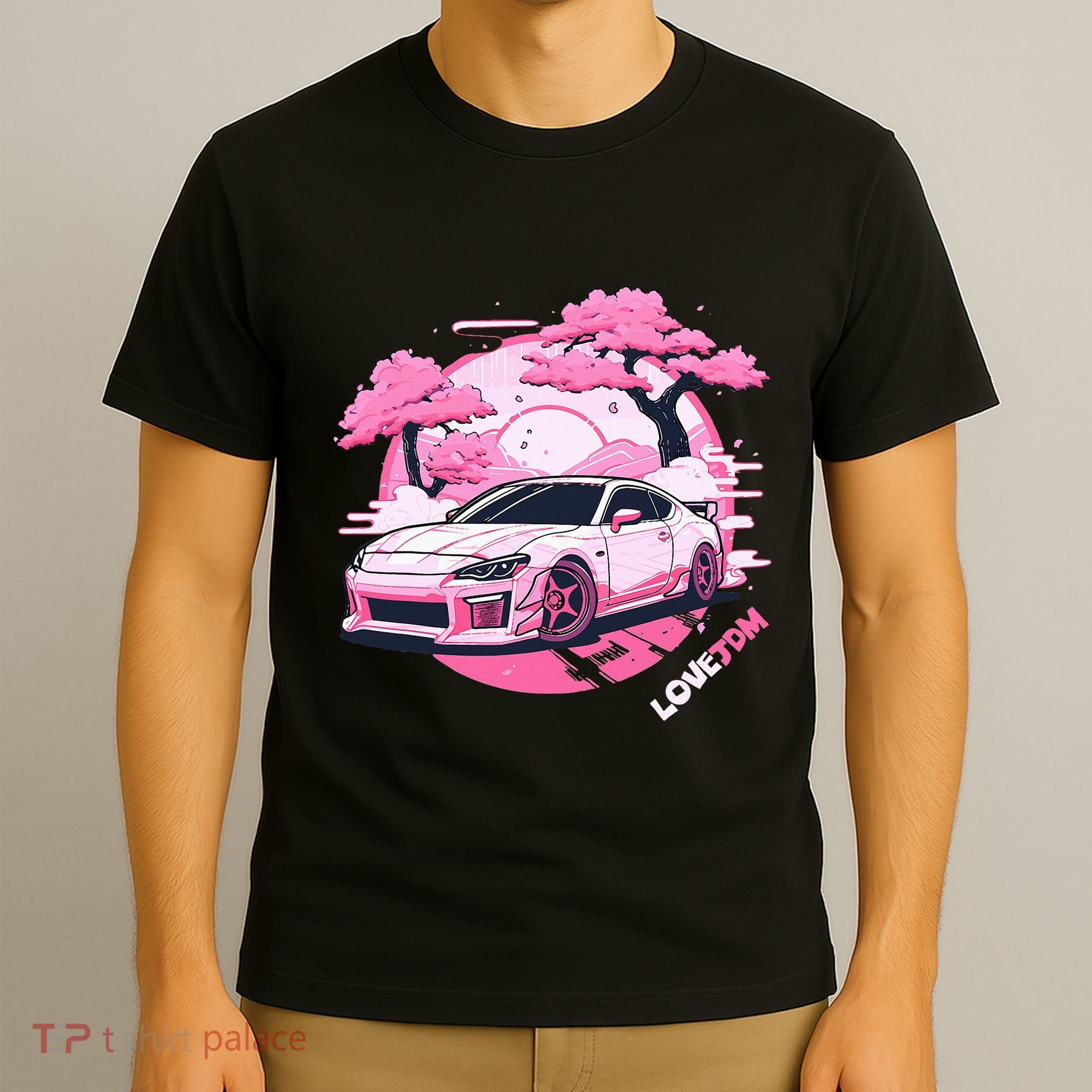 Love Jdm Girl Racer Pink Japanese Race Car T-Shirt