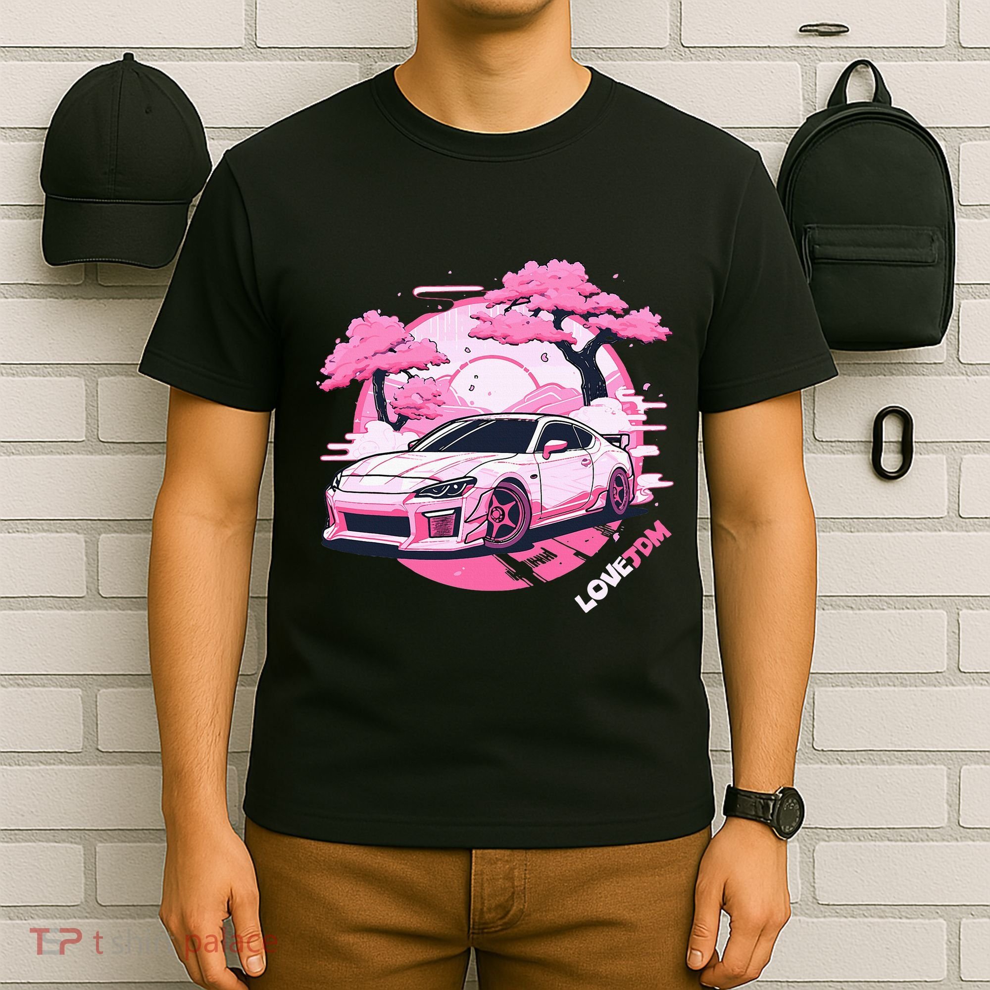Love Jdm Girl Racer Pink Japanese Race Car T-Shirt