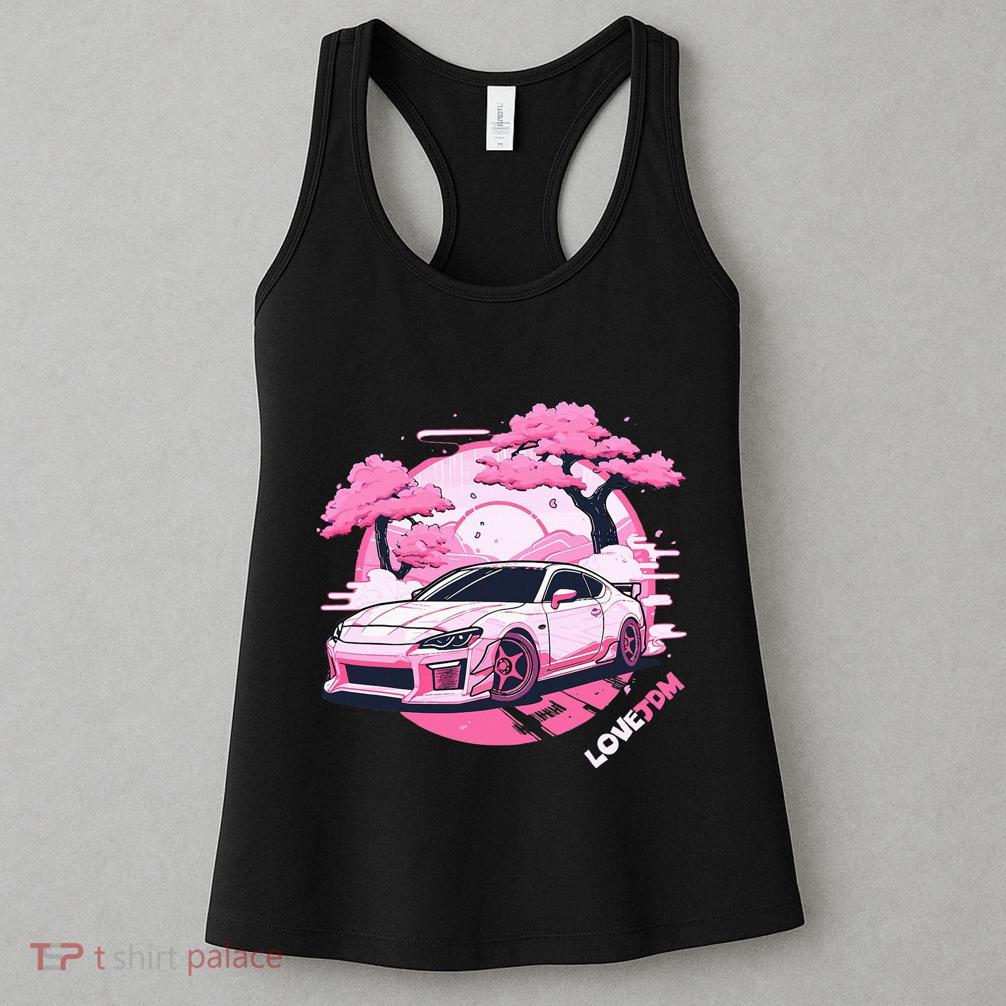 Love Jdm Girl Racer Pink Japanese Race Car Women's Tank Top