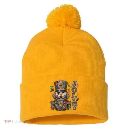 Leopard Jolly Nutcracker Pom Pom 12in Knit Beanie