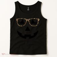 Leopard Jack O Lantern Pumpkin Face Tank Top thumb 2