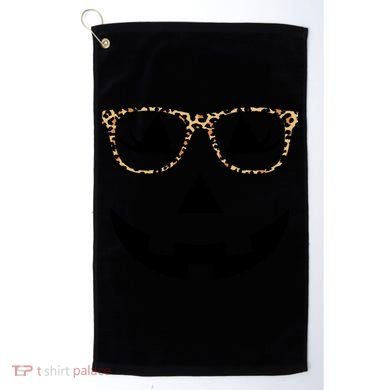 Leopard Jack O Lantern Pumpkin Face Golf Towel
