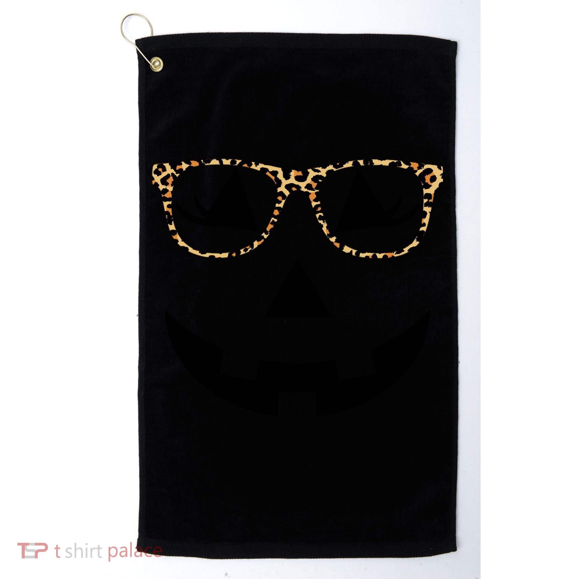 Leopard Jack O Lantern Pumpkin Face Golf Towel