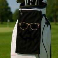 Leopard Jack O Lantern Pumpkin Face Golf Towel thumb 2