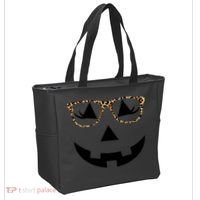 Leopard Jack O Lantern Pumpkin Face Tote Bag thumb 2