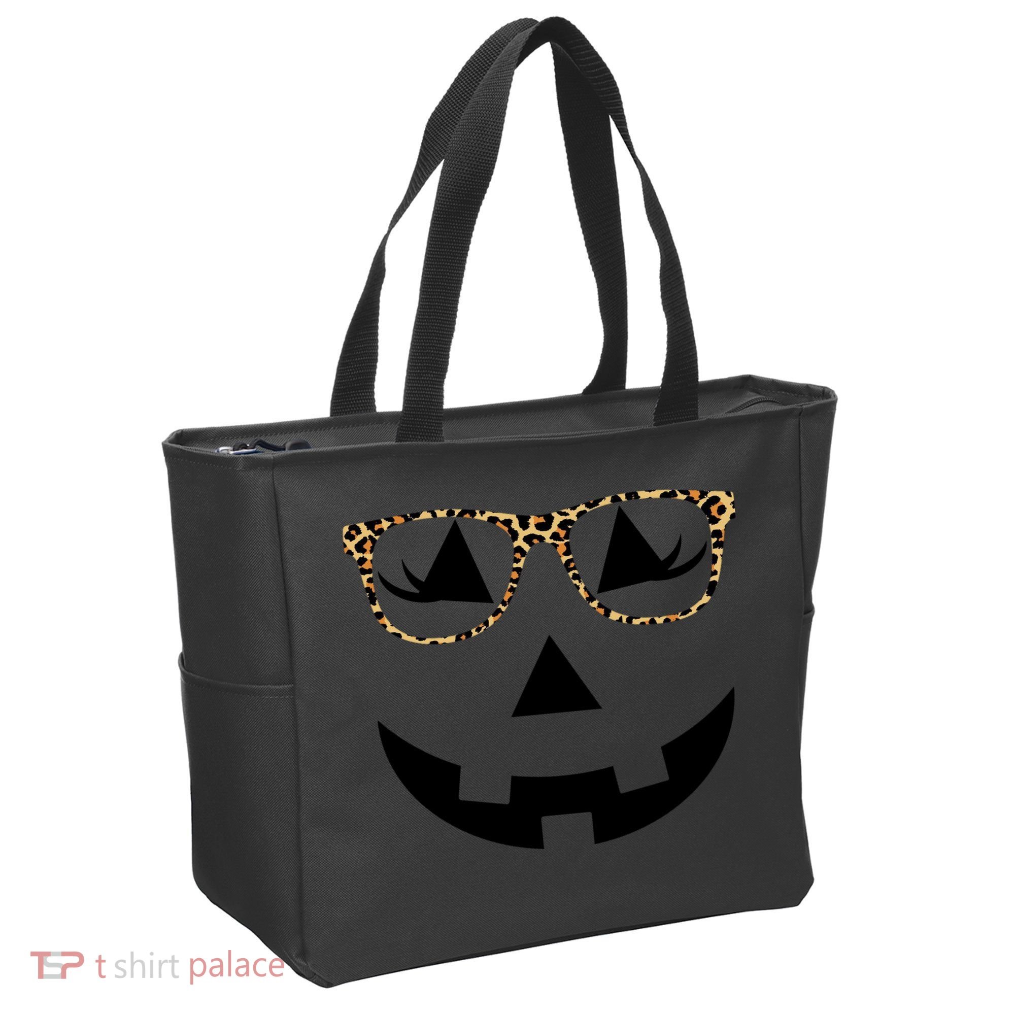 Leopard Jack O Lantern Pumpkin Face Tote Bag
