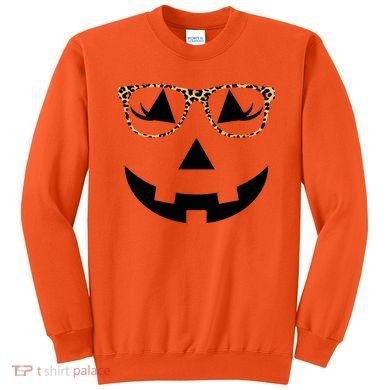 Leopard Jack O Lantern Pumpkin Face Sweatshirt