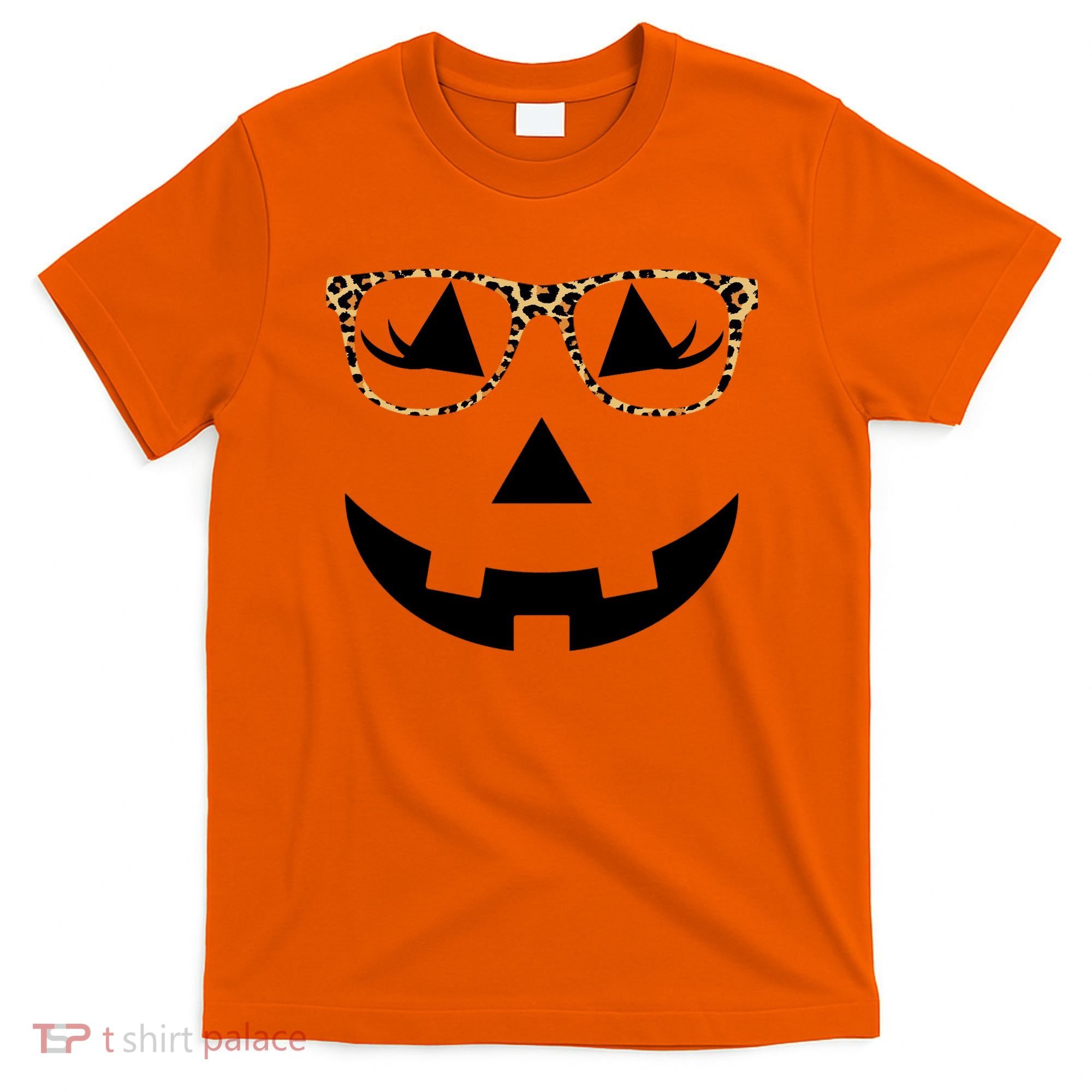 Leopard Jack O Lantern Pumpkin Face T-Shirt