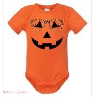 Leopard Jack O Lantern Pumpkin Face Baby Bodysuit thumb 0