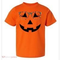 Leopard Jack O Lantern Pumpkin Face Toddler T-Shirt thumb 0