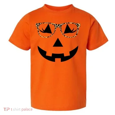 Leopard Jack O Lantern Pumpkin Face Toddler T-Shirt