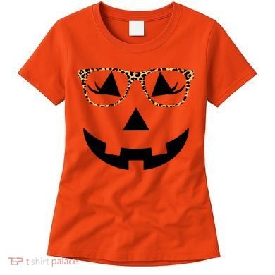 Leopard Jack O Lantern Pumpkin Face Women's T-Shirt