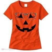 Leopard Jack O Lantern Pumpkin Face Women's T-Shirt thumb 0