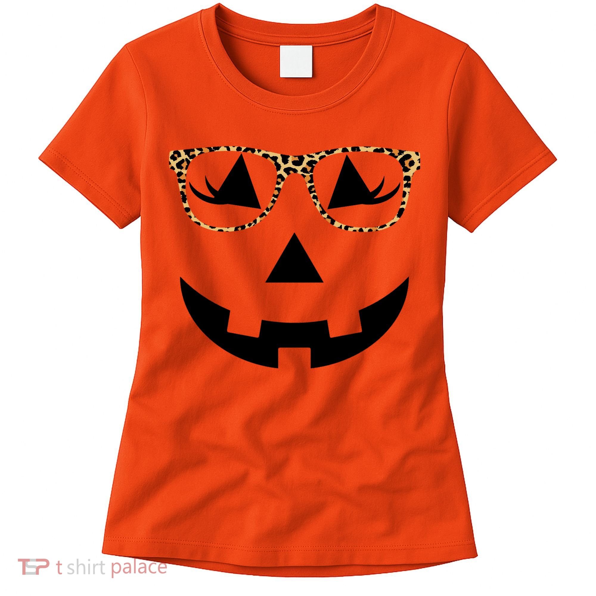 Leopard Jack O Lantern Pumpkin Face Women's T-Shirt