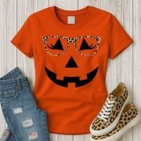 Leopard Jack O Lantern Pumpkin Face Women's T-Shirt thumb 3